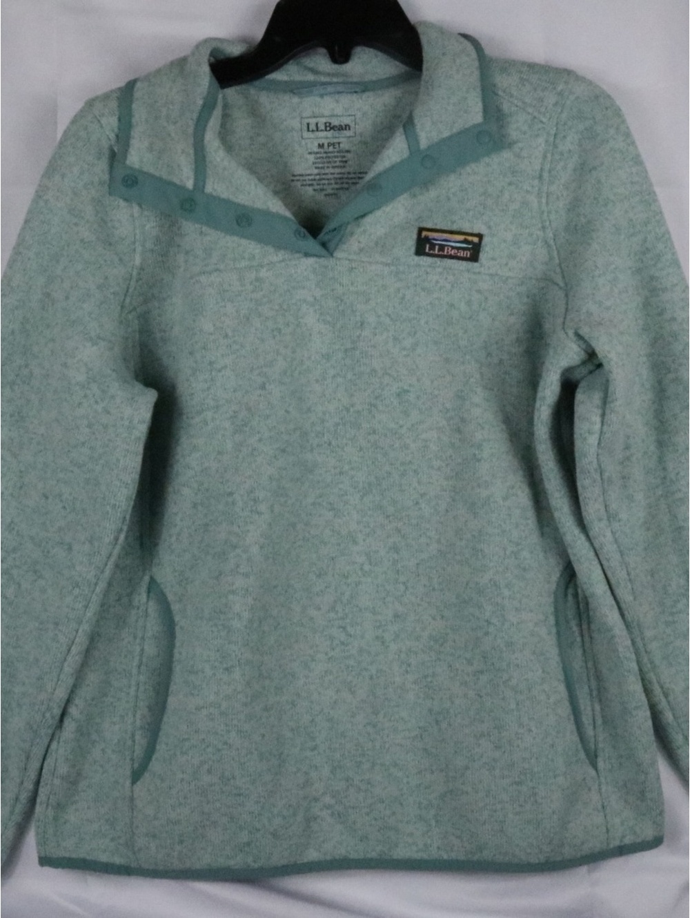 L.L.Bean Snap Sweater Fleece Pullover Womens Size M Pet